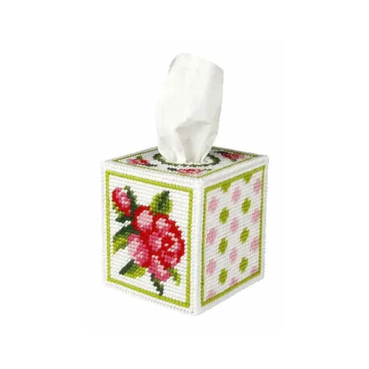 Orchidea Tissue Box Cover - Needlepoint (Halfstitch) Kit Rose
